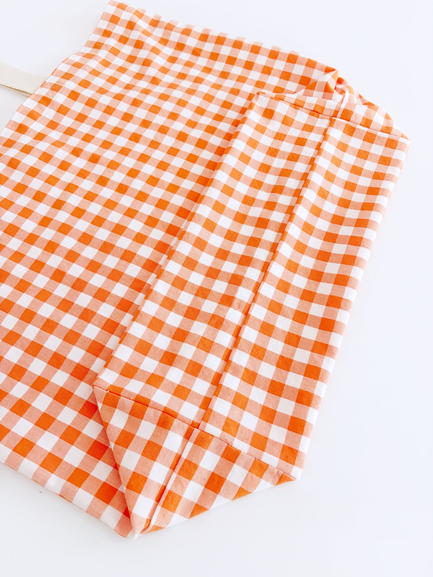 Orange Gingham Plaid Tote Bag