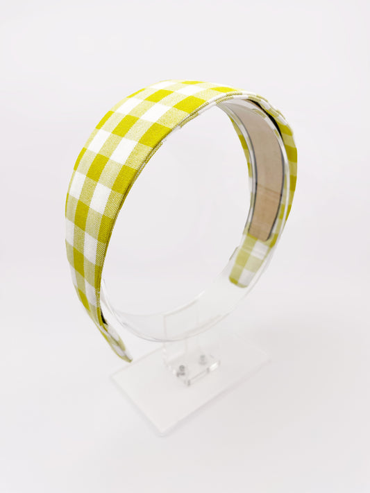Green Gingham Plaid Fabric Headband