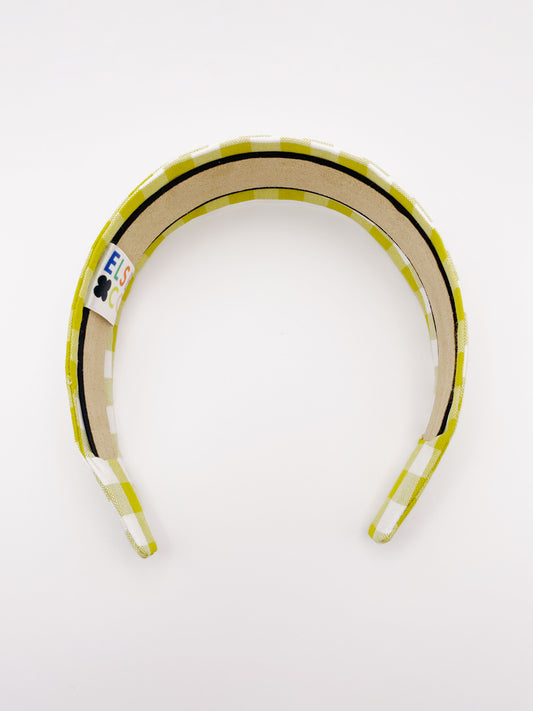 Green Gingham Plaid Fabric Headband