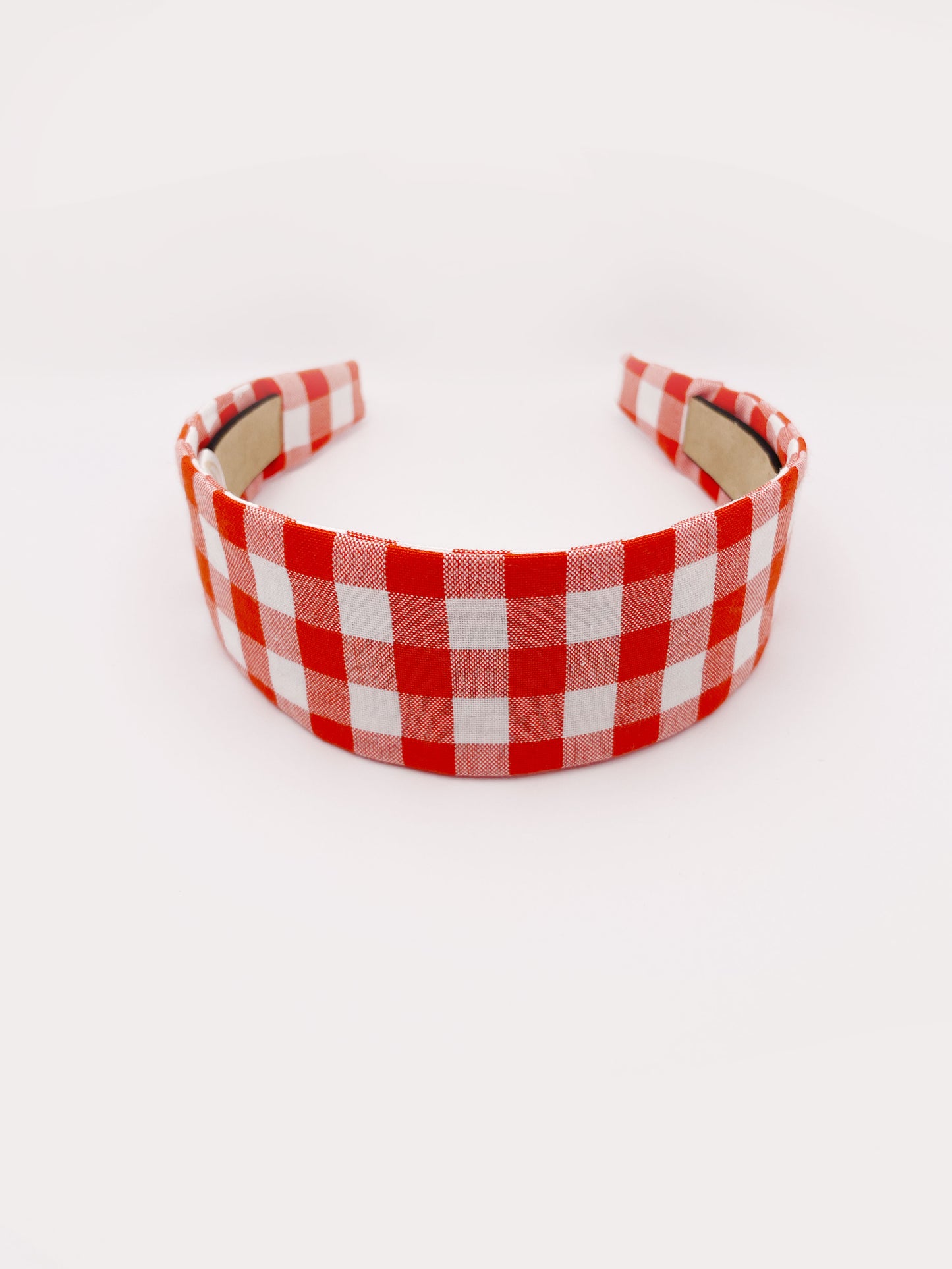 Red Gingham Plaid Fabric Headband