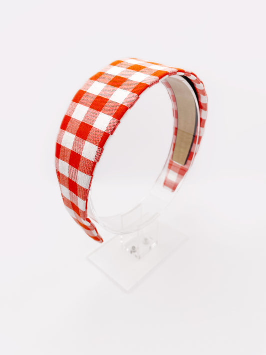 Red Gingham Plaid Fabric Headband