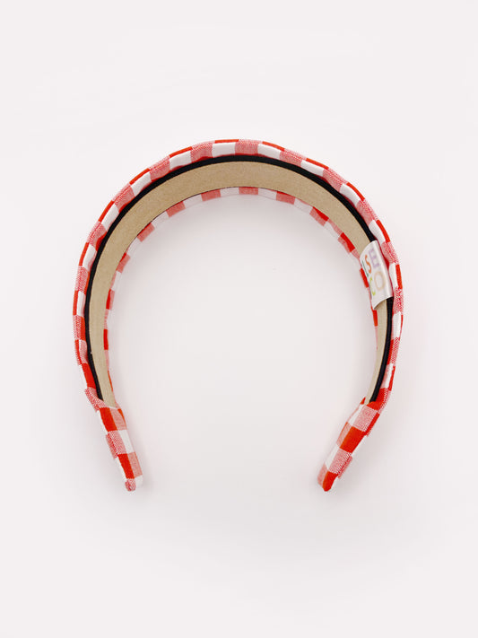 Red Gingham Plaid Fabric Headband