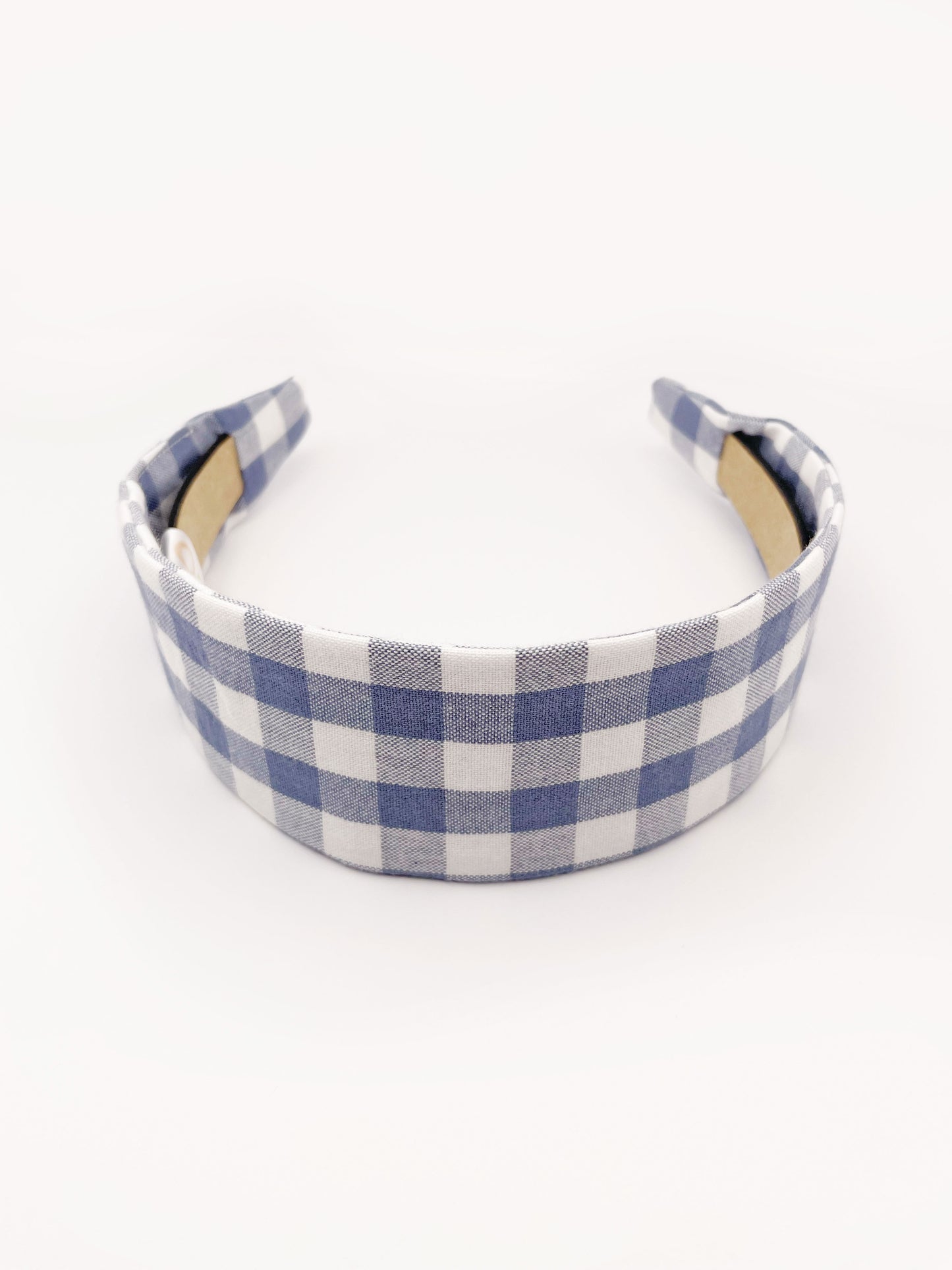 Slate Blue Gingham Plaid Fabric Headband