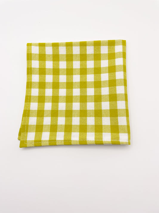 A green and white gingham plaid pocket square.