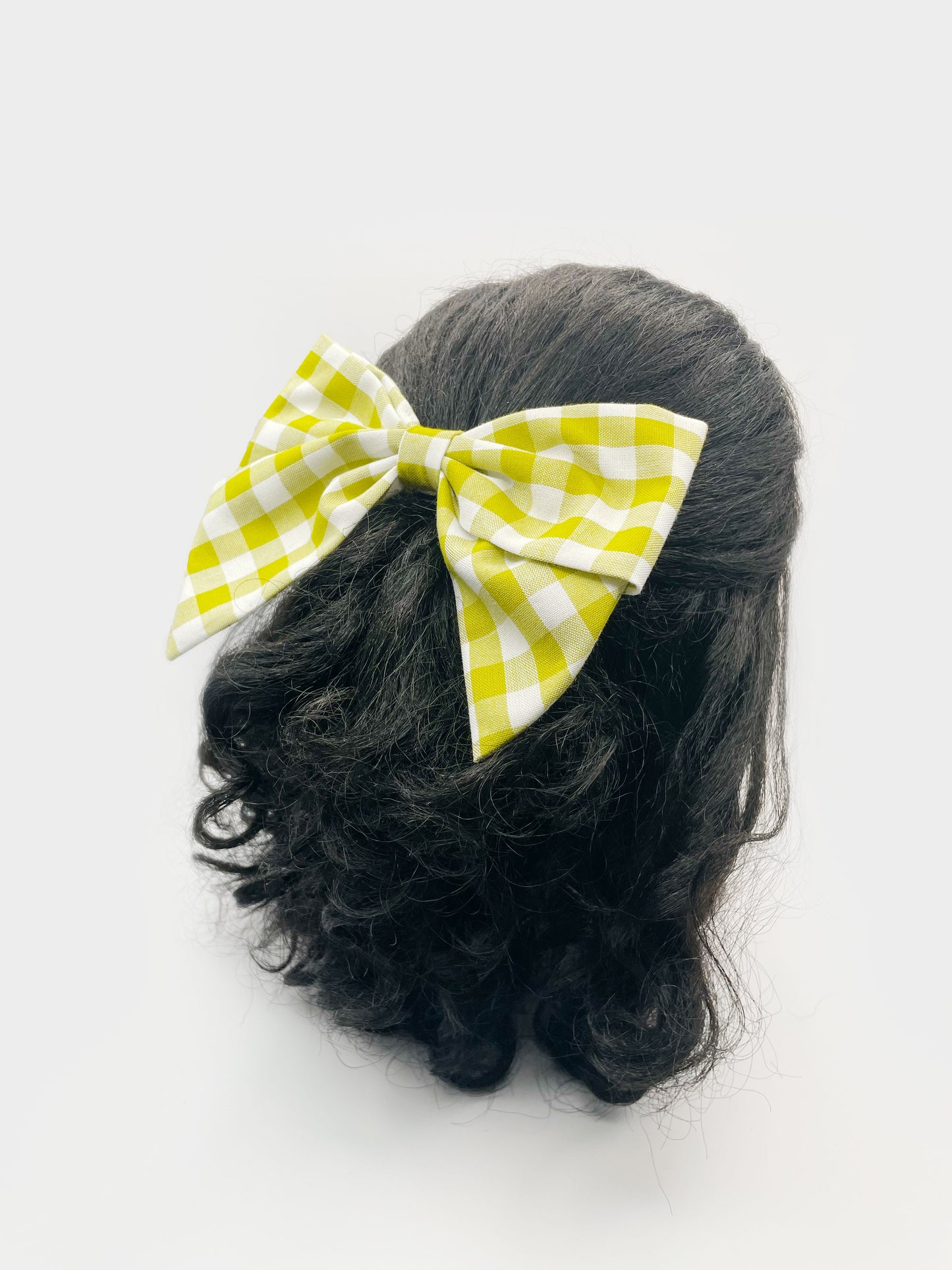 Gingham Plaid Hair Bow Clip In Green