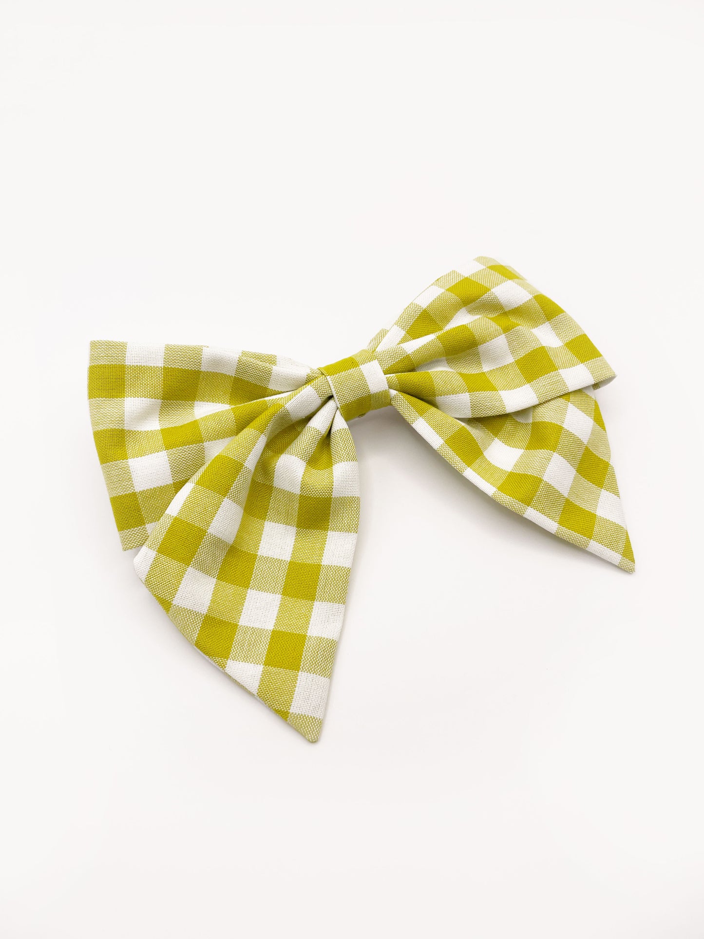 Gingham Plaid Hair Bow Clip In Green