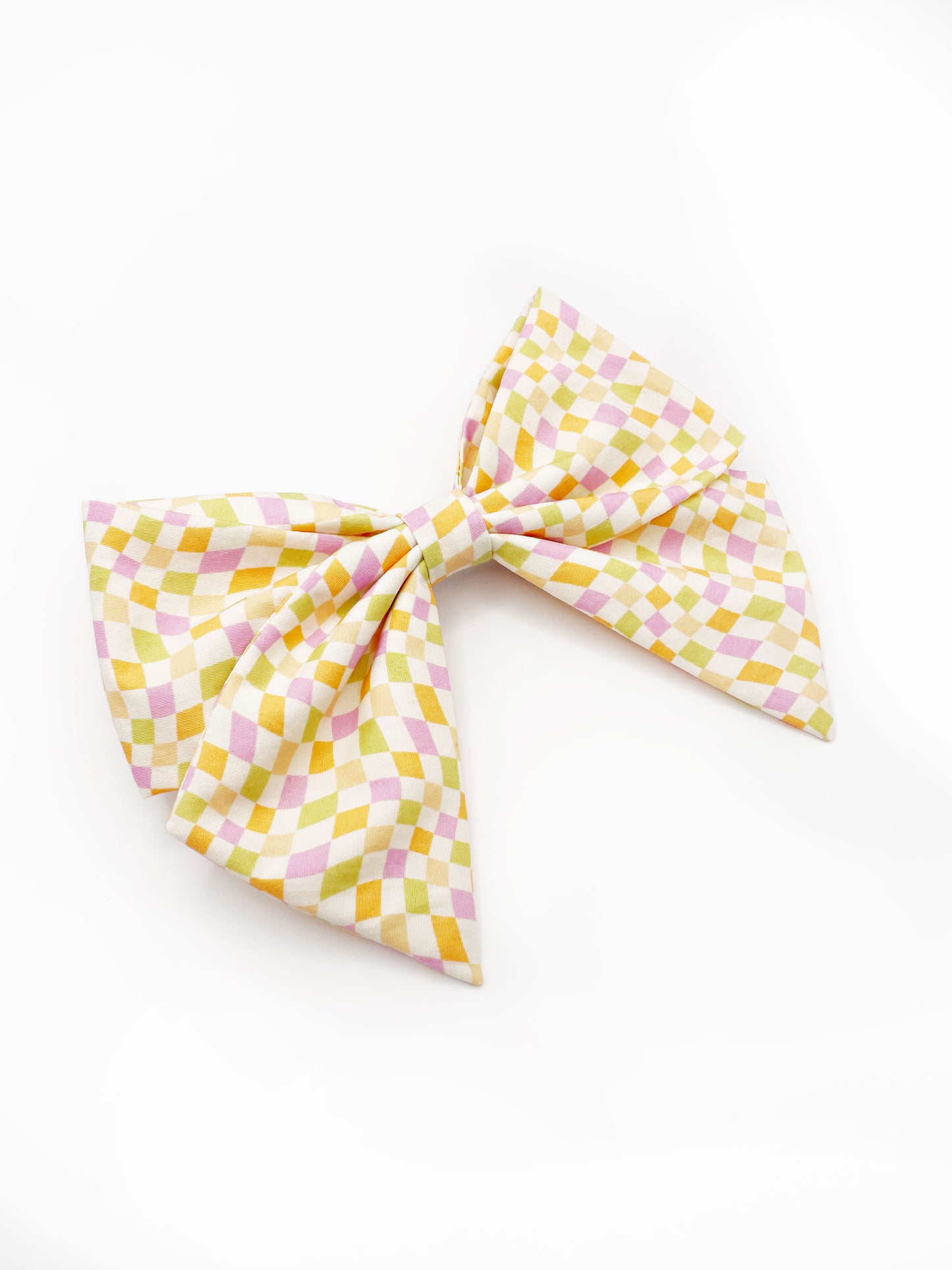 Pastel Checkered Hair Bow Clip