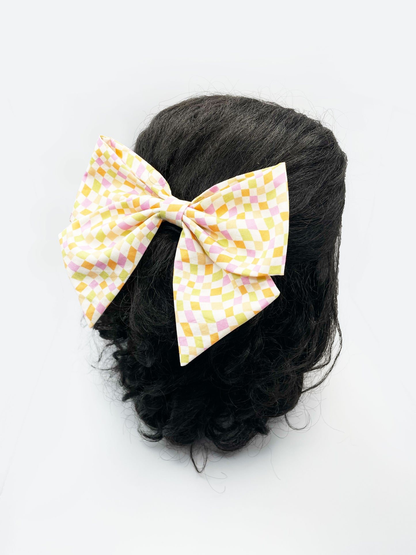 Pastel Checkered Hair Bow Clip