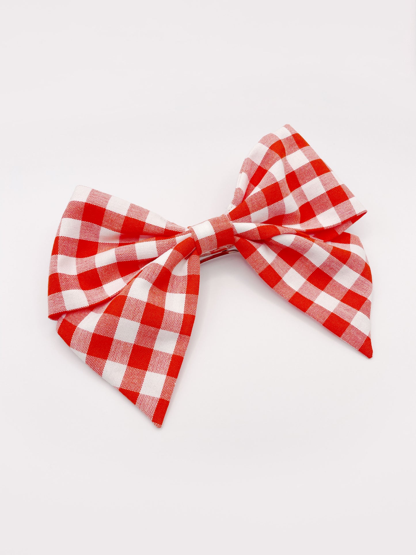 Gingham Plaid Hair Bow Clip In Red