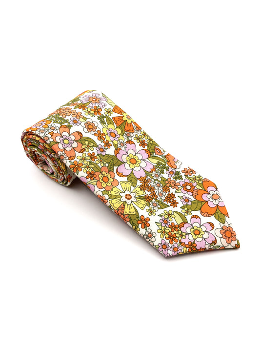 A handmade retro floral necktie.