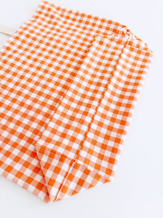 Orange Gingham Plaid Tote Bag