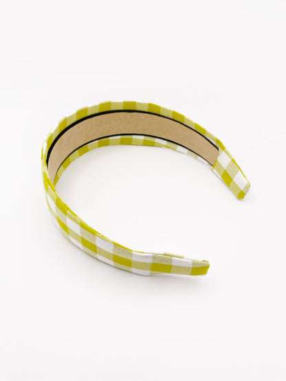 Green Gingham Plaid Fabric Headband