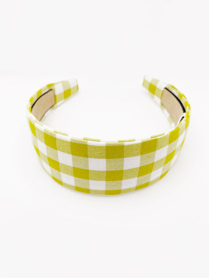 Green Gingham Plaid Fabric Headband