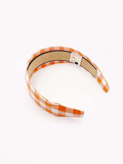 Orange Gingham Plaid Fabric Headband