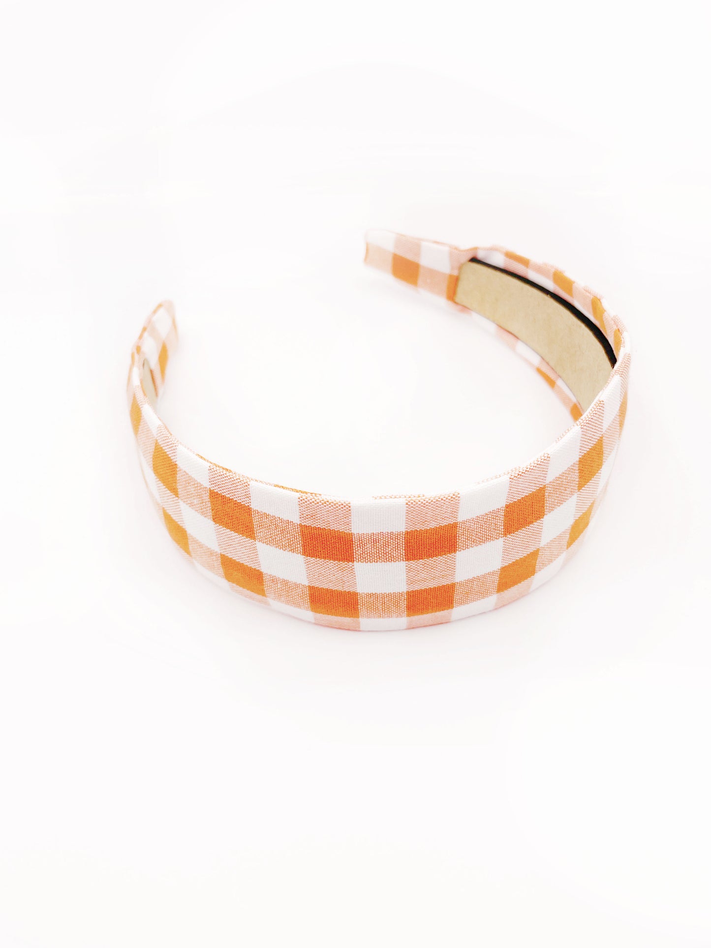 Orange Gingham Plaid Fabric Headband