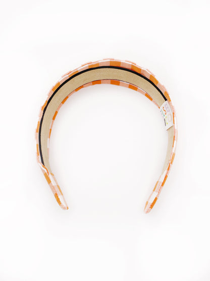 Orange Gingham Plaid Fabric Headband