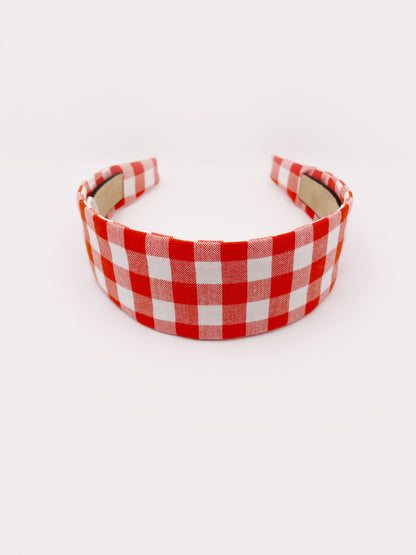 Red Gingham Plaid Fabric Headband