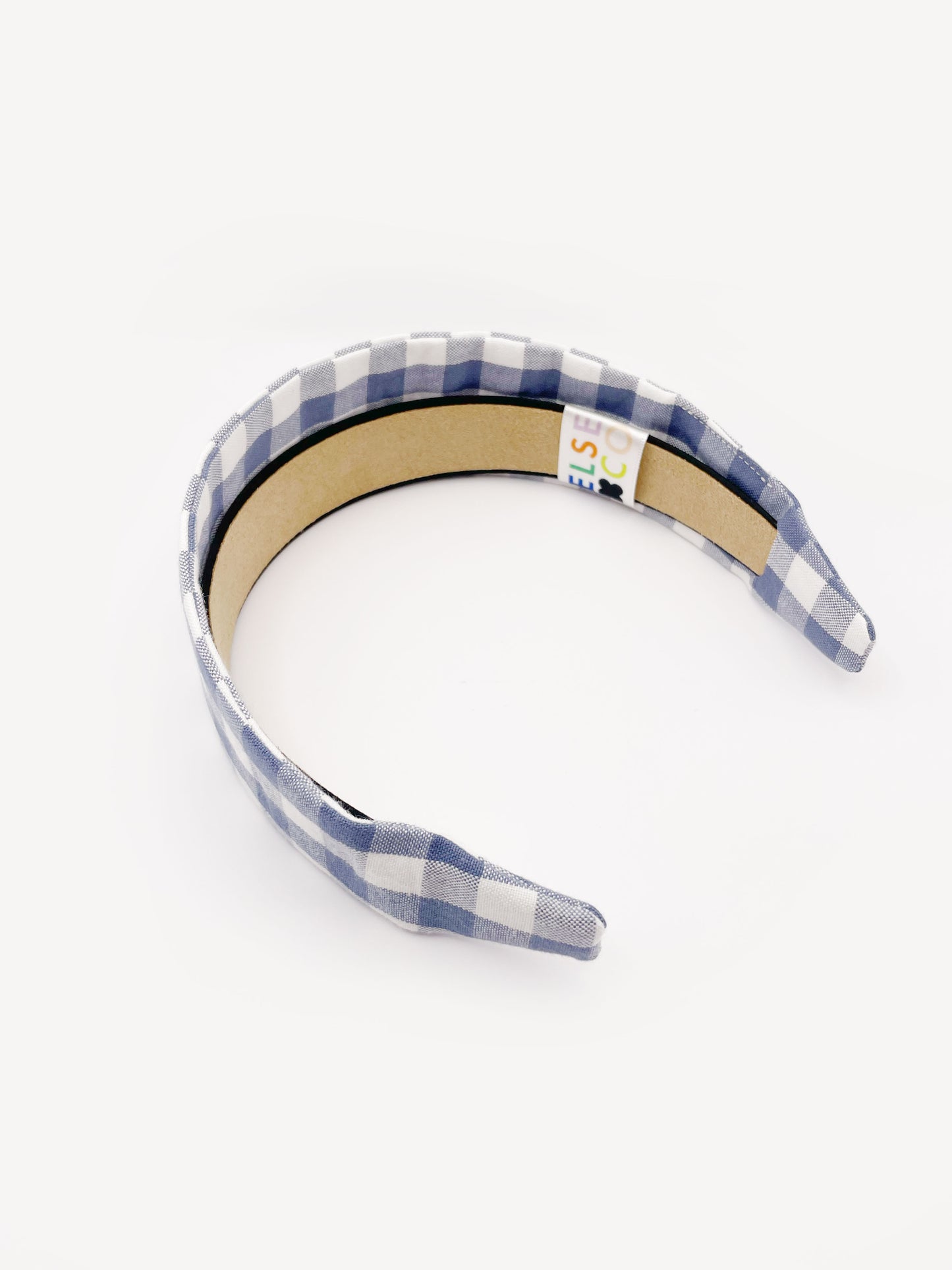 Slate Blue Gingham Plaid Fabric Headband