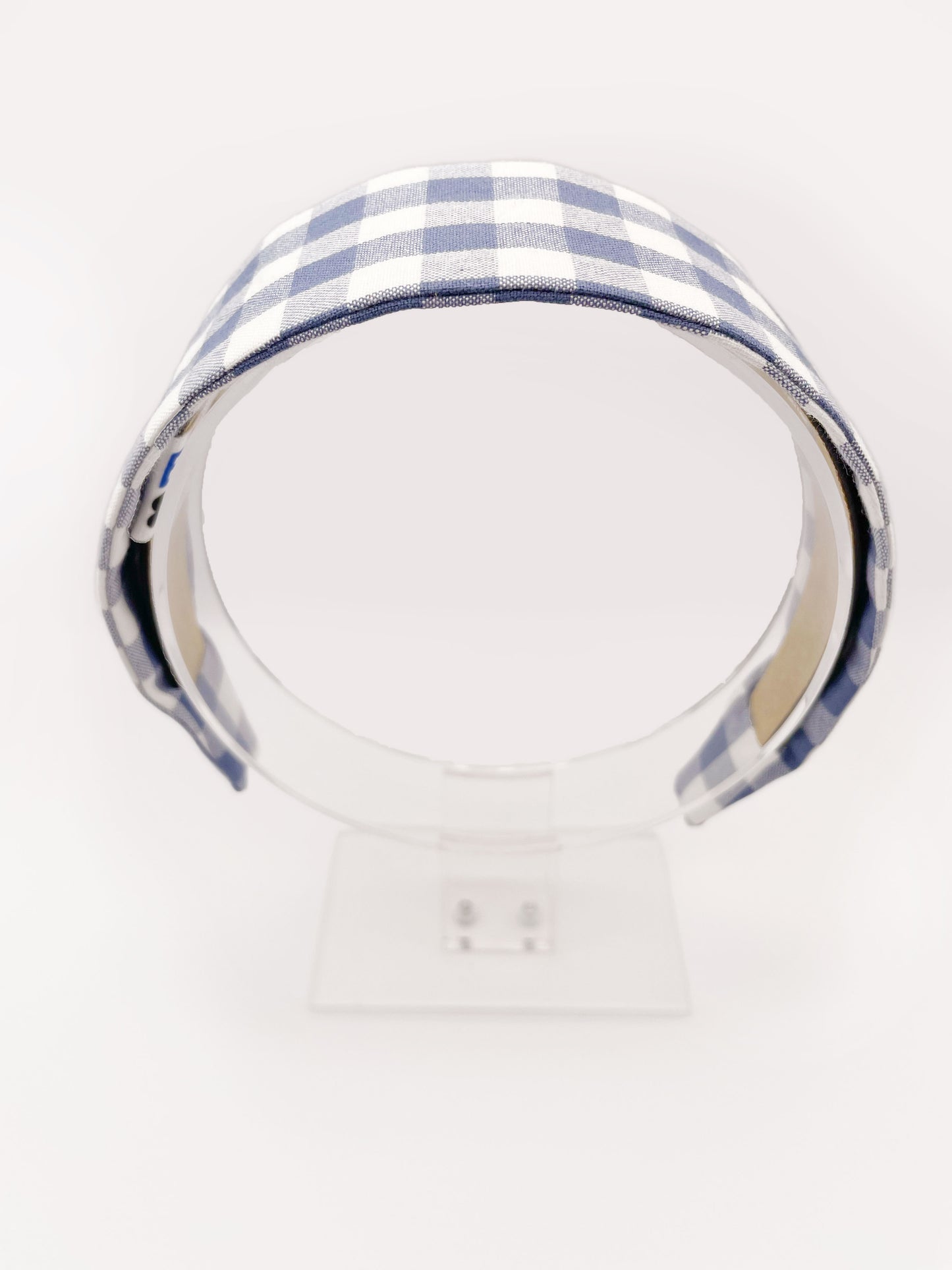 Slate Blue Gingham Plaid Fabric Headband