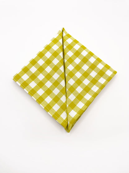 A green and white gingham plaid pocket square.