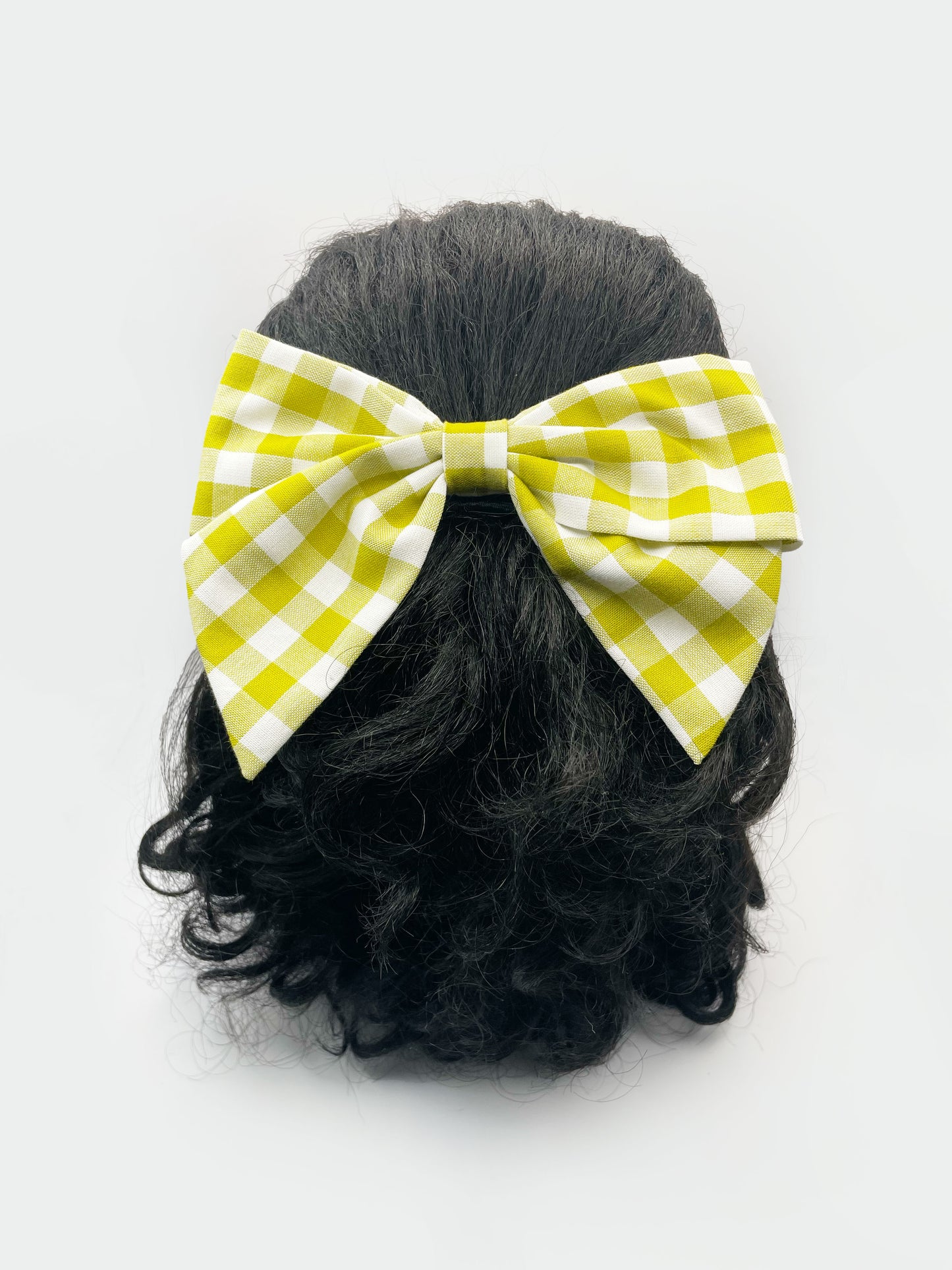 Gingham Plaid Hair Bow Clip In Green