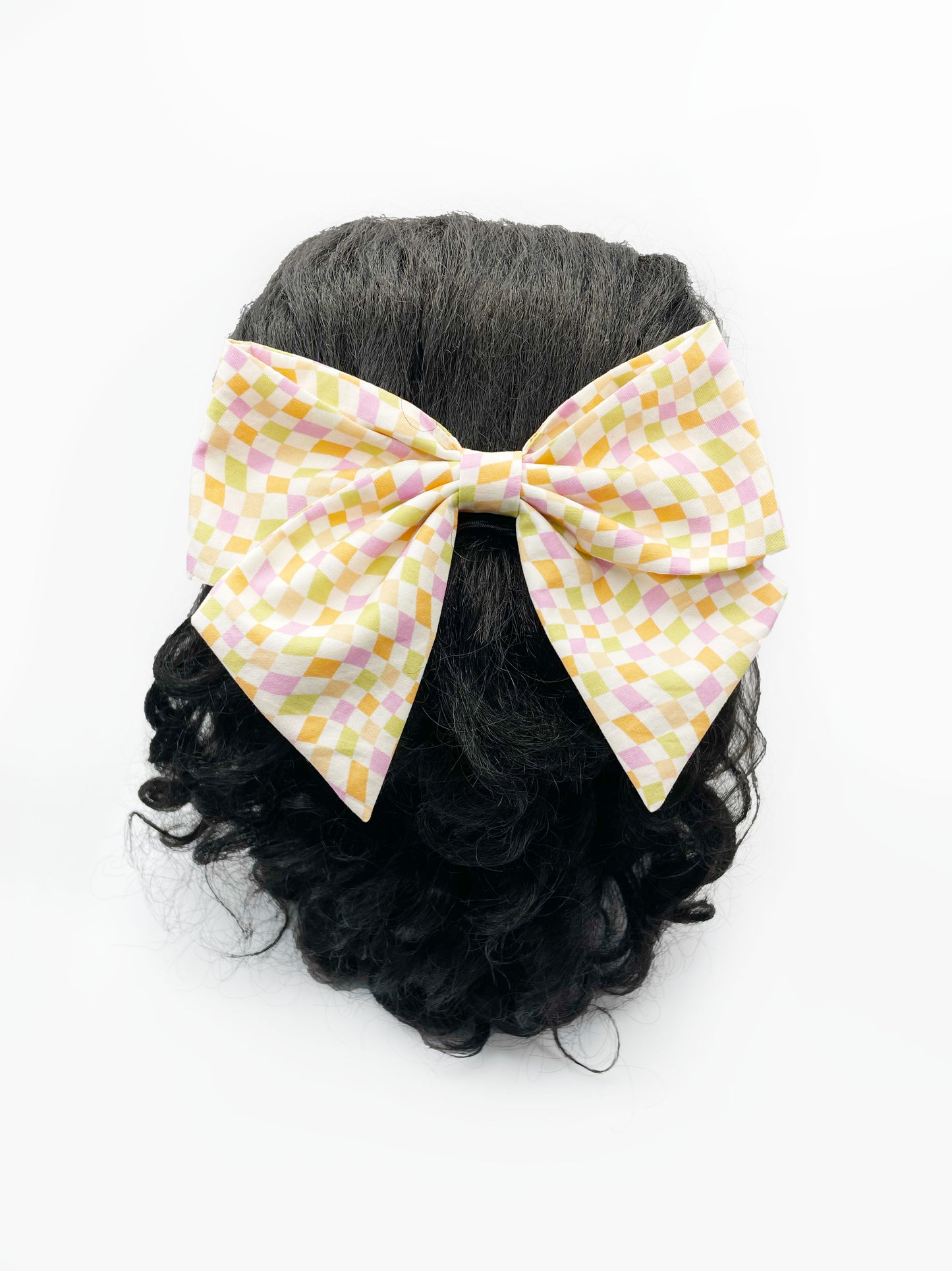 Pastel Checkered Hair Bow Clip
