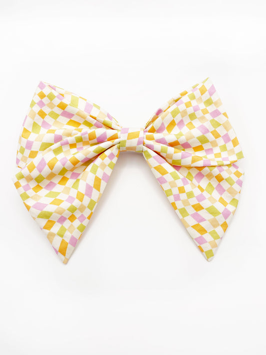 Pastel Checkered Hair Bow Clip