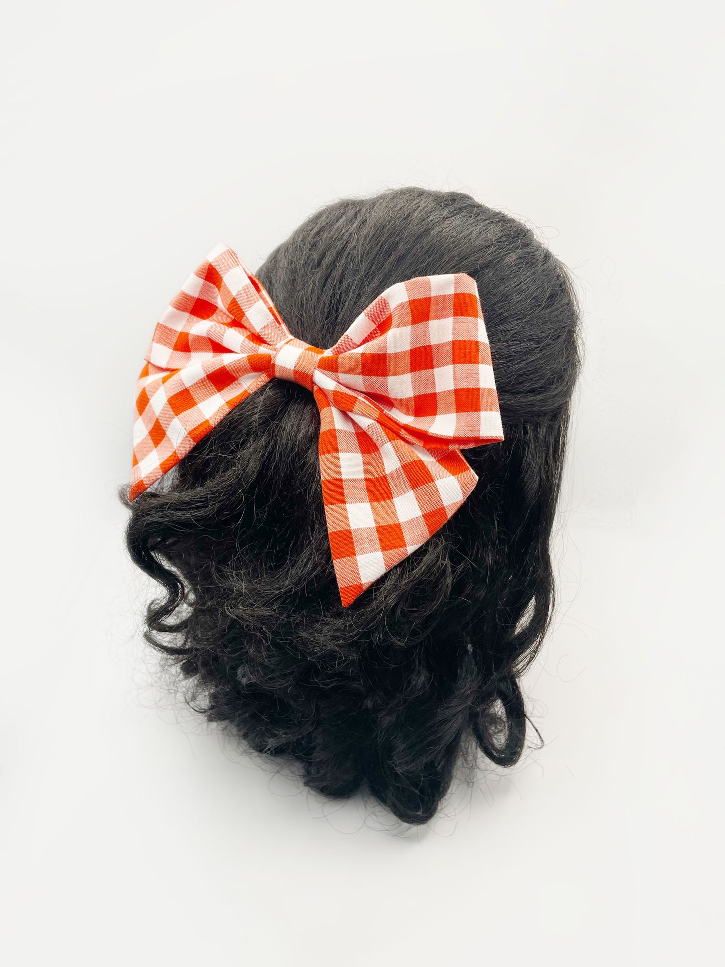Gingham Plaid Hair Bow Clip In Red