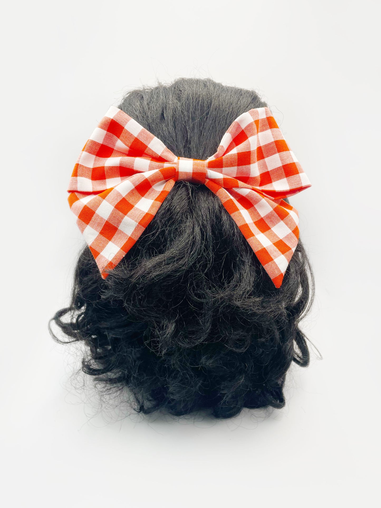 Gingham Plaid Hair Bow Clip In Red