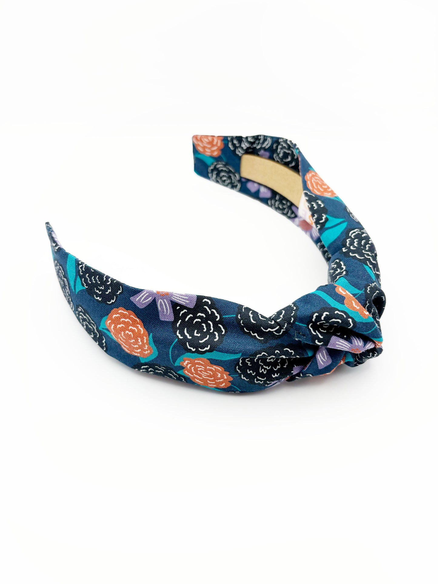 Navy Blue Floral Knot Headband